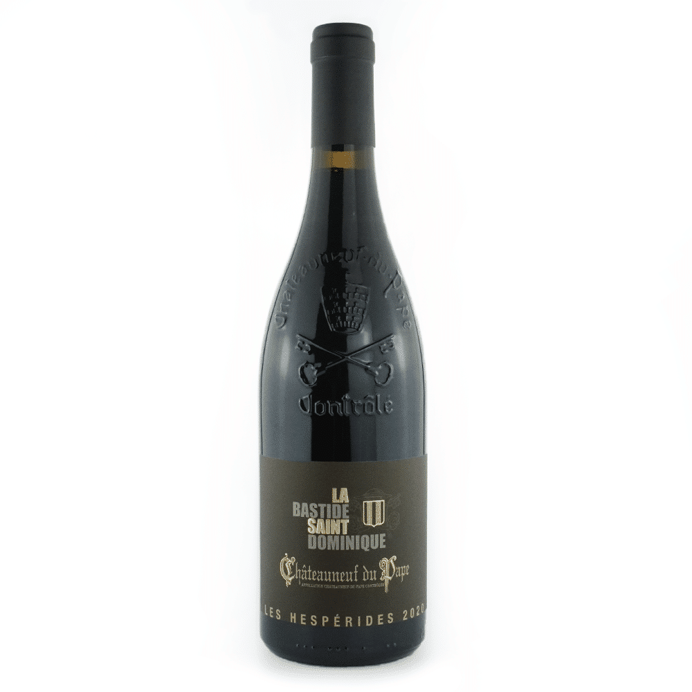 Bouteille de vin rouge du domaine La Bastide Saint Dominique, Châteauneuf-du-Pape rouge, Les Hespérides