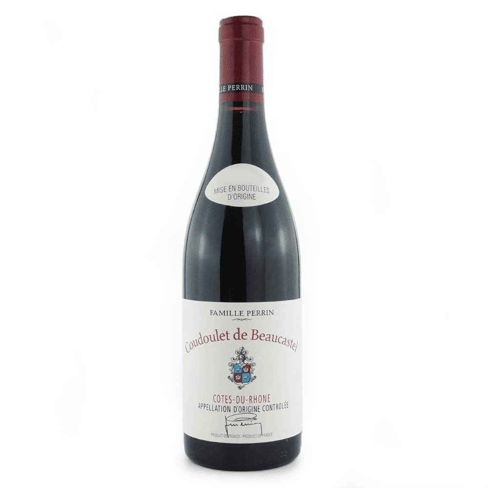 Bouteille de vin rouge du domaine de Beaucastel, Côtes-du-Rhônes rouge, Coudoulet de Beaucastel.