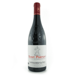 Bouteille de vin rouge du domaine Saint Préfert, Châteauneuf-du-Pape rouge, collection Charles Giraud.