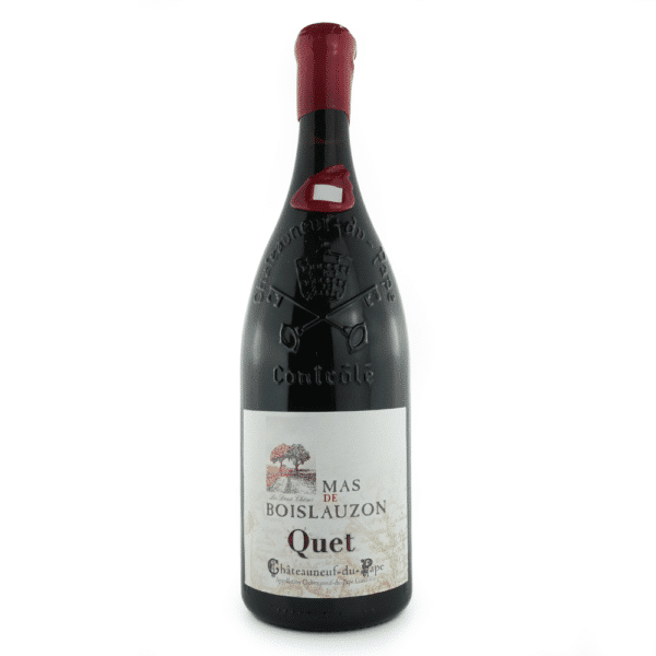 Bouteille de vin rouge du domaine Mas de Boislauzon, Châteauneuf-du-Pape rouge, Quet.