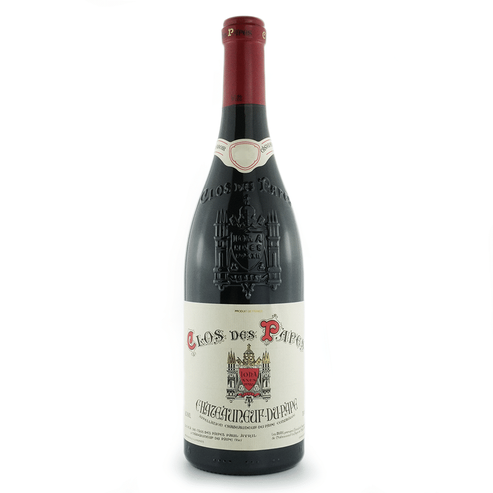 Bouteille de vin rouge du domaine Clos des Papes, Châteauneuf-du-Pape rouge.