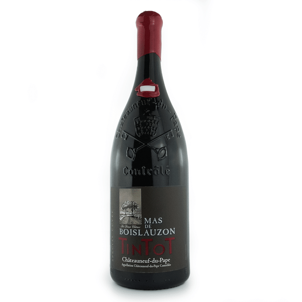 Bouteille de vin rouge du domaine Mas de Boislauzon, Châteauneuf-du-Pape rouge, Tintot.