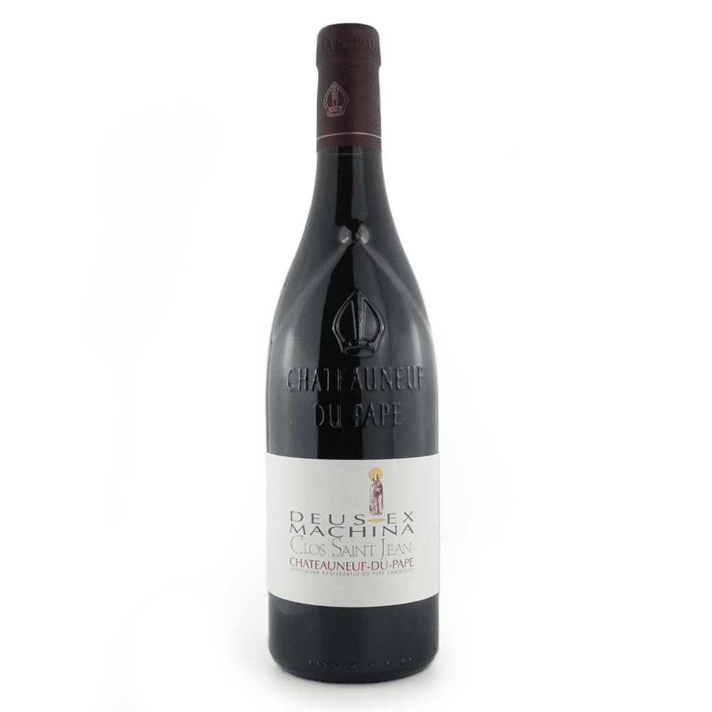 Bouteille de vin rouge du domaine Clos Saint Jean, Châteauneuf-du-Pape rouge, Deus Ex Machina.