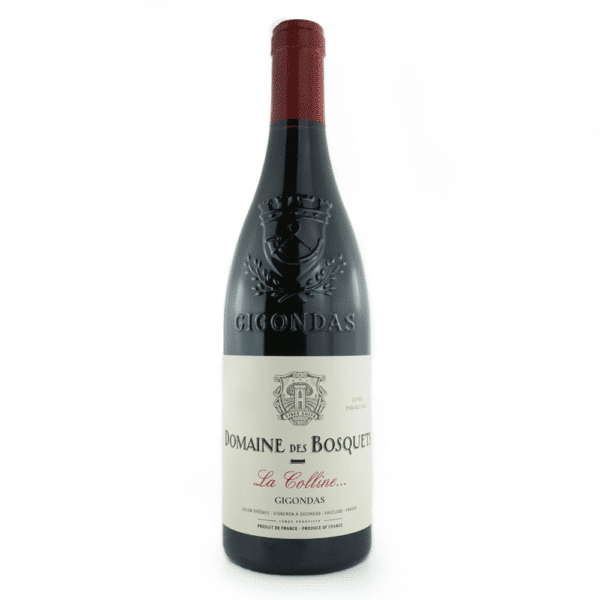 Bouteille de vin rouge du Domaine des Bosquets, Gigondas rouge, La Coline.