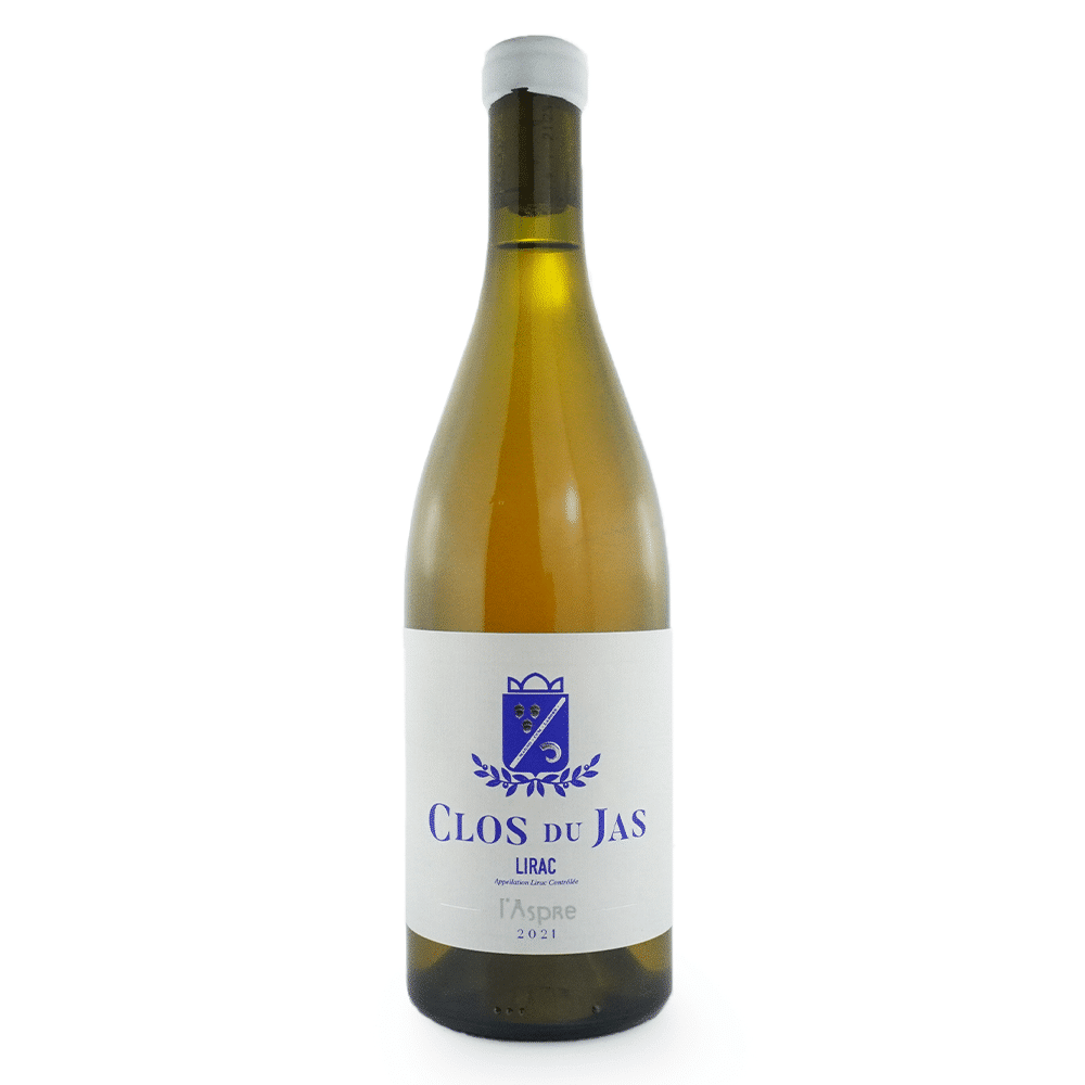 Bouteille de vin blanc du domaine Clos du Jas, Lirac blanc, L'aspre.