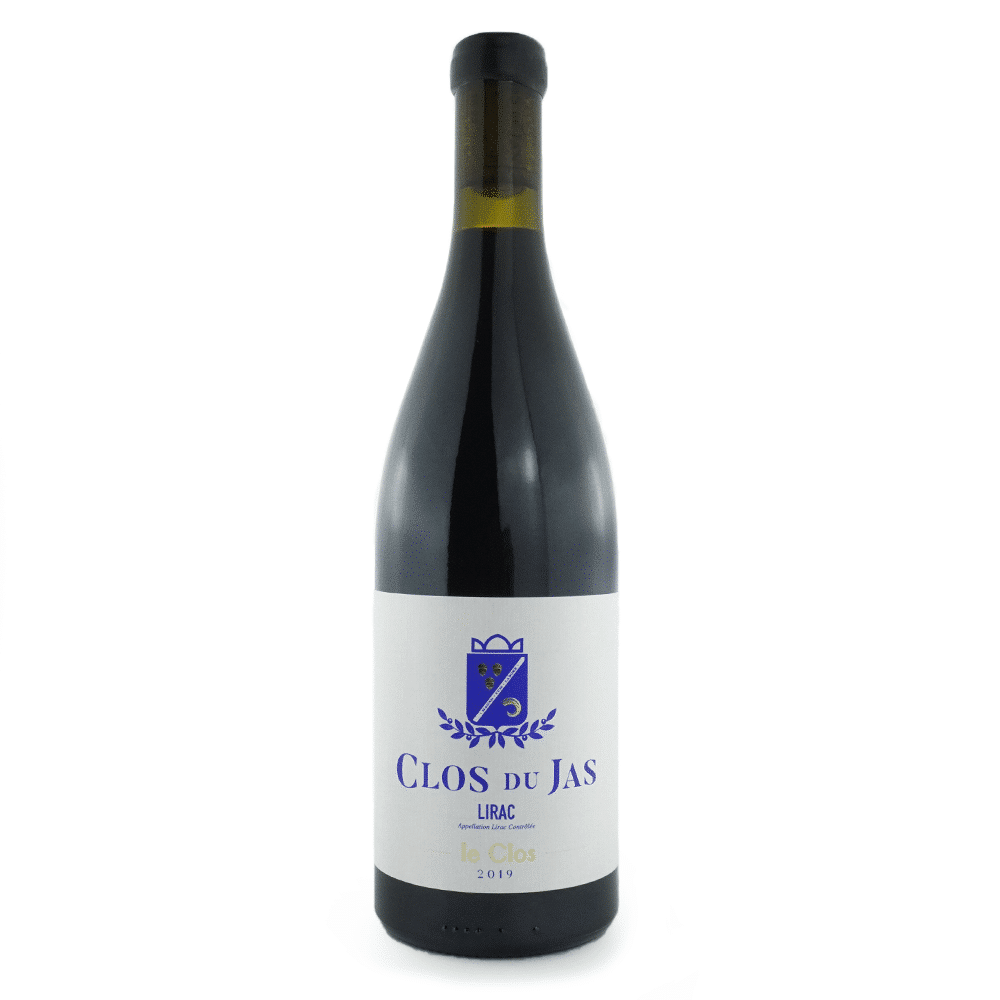 Bouteille de vin rouge du domaine Clos du Jas, Lirac rouge, Le Clos.